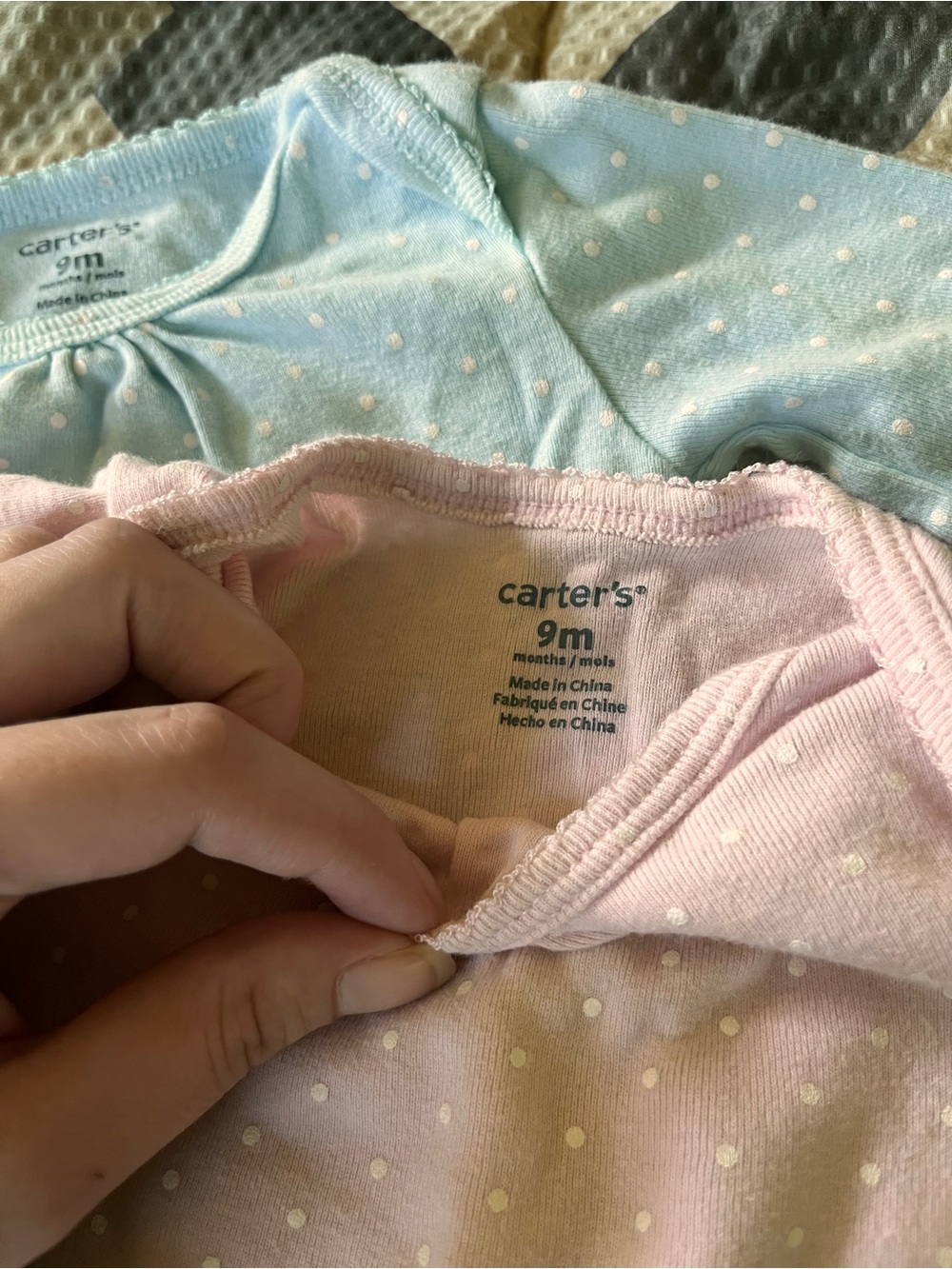 Carter's Long Sleeve Baby Bodysuit Set in Baby Pink and Blue - Picture 2 of 2